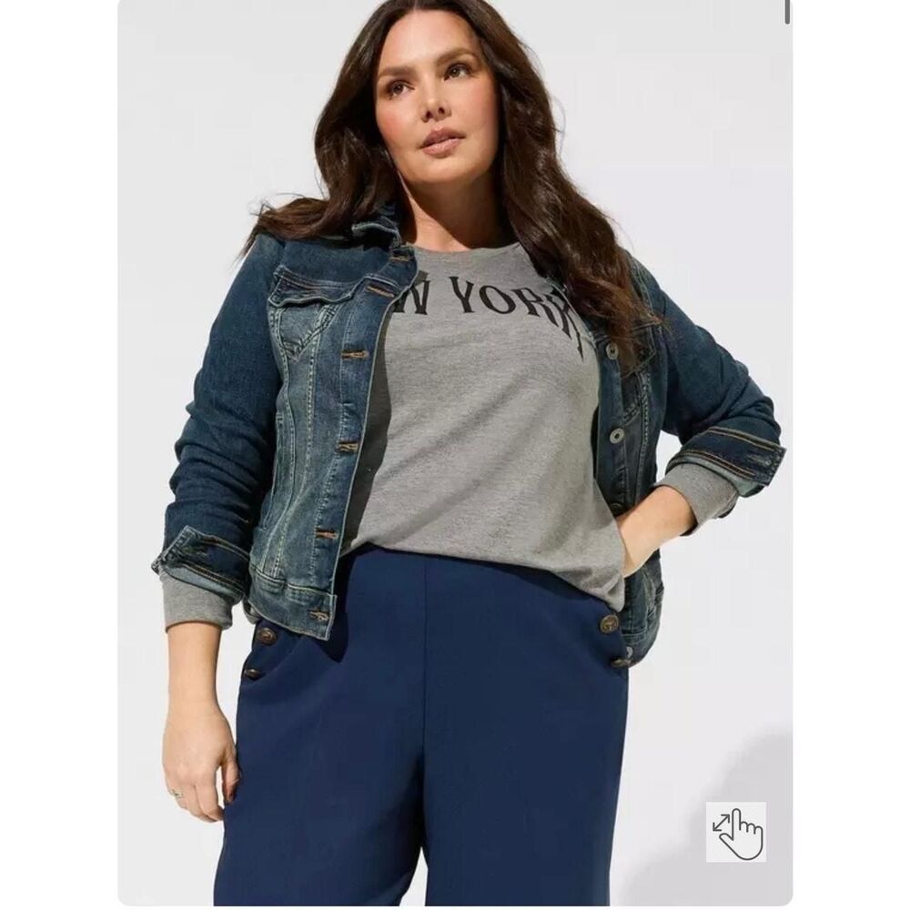 torrid size 2 xxl2xl plus trucker stretch jean jacket coat blue reg wash